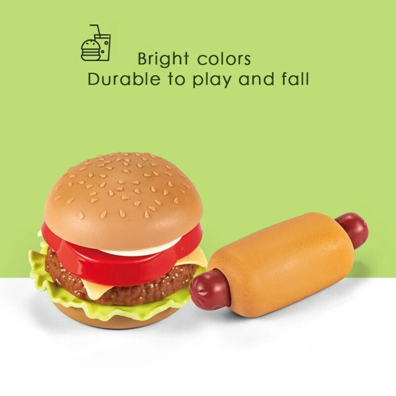 Playing House Simulation Hamburger And French Fries Food Set For Children Kitchen Role-Playing Interactive Cooking Toys