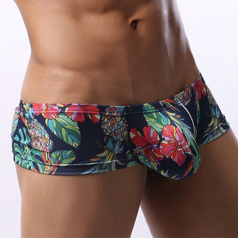 M~2XL Nylon Men Sexy Printed Men\\\'s Thong And G-string Briefs Bulge Pouch Low Rise Underwear Low-waist Underpants