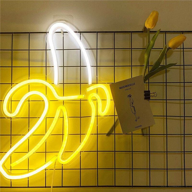 Banana Shape Neon Light Signs Room Wall Decor Lamp LED Neon Lamp Art Baby Children Night Lights Hanging Led Lamp for Party