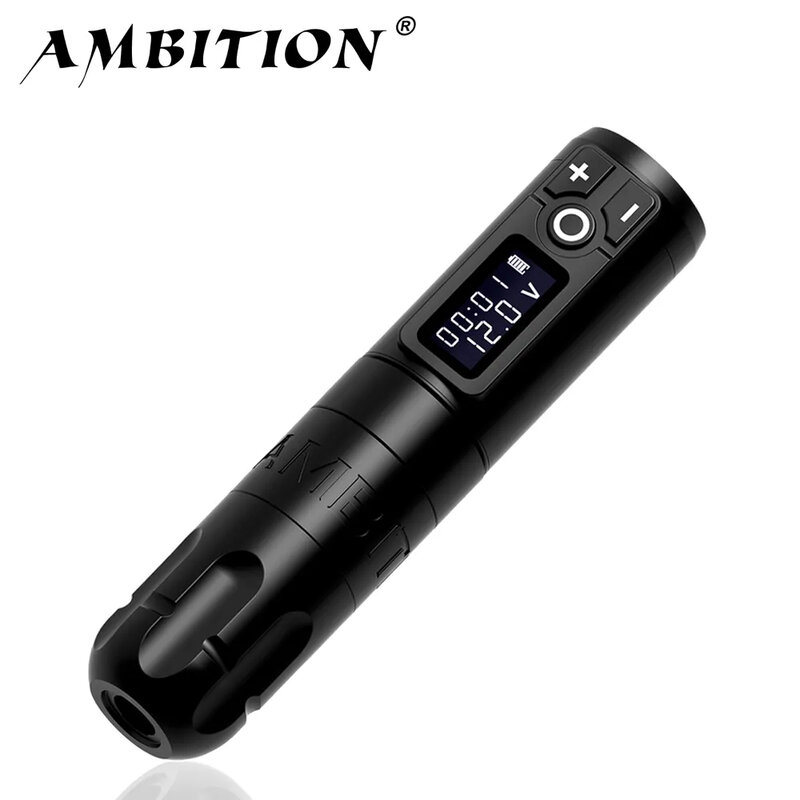 Ambition Soldier Wireless Tattoo Machine penna a batteria girevole con alimentatore portatile Display digitale a LED da 2400mAh per Body Art