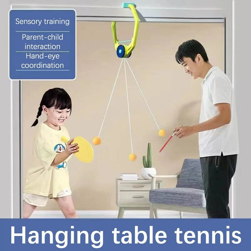Juego de tenis de mesa para interiores, entrenador colgante de ping-pong, dispositivo doble de interacción entre padres e hijos, 1Set