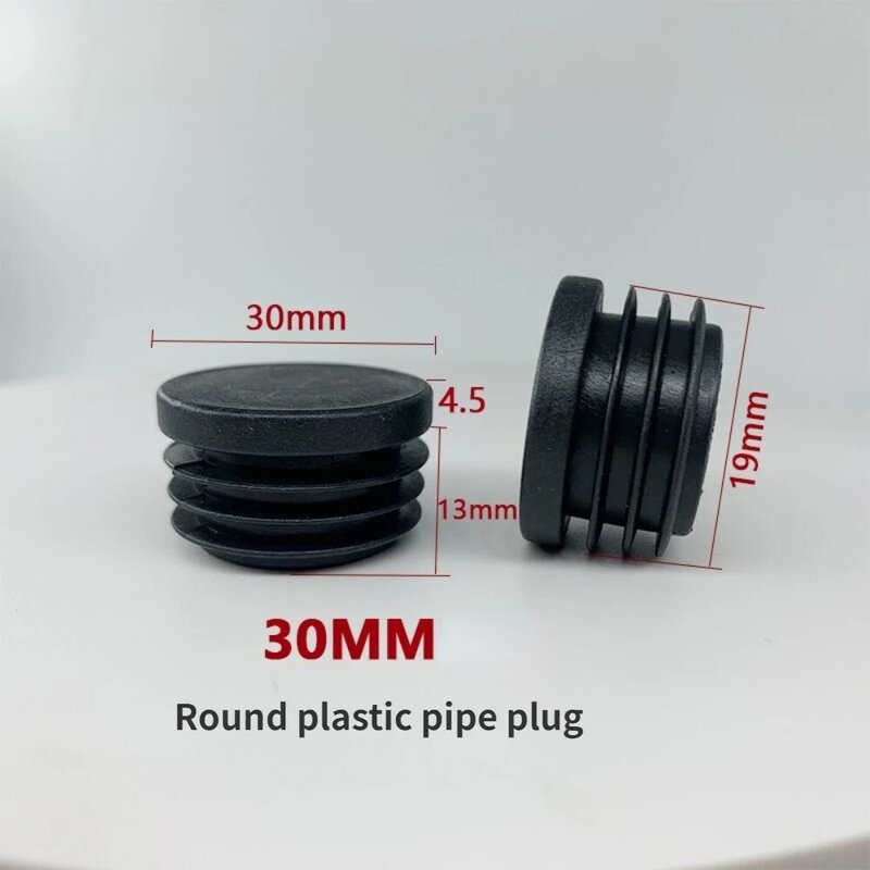 Round Tube Pipe End Cap Plug, Plastic Insert Plugs para Fence Post, Plástico preto, Silicone Rubber End Caps, Pipe Cover, Cadeira
