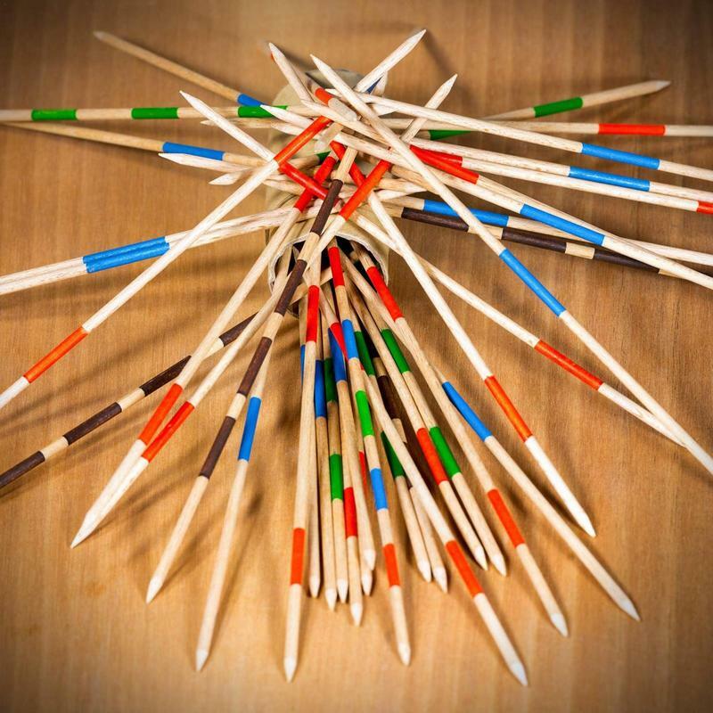Mikado Spiel Pick Up Sticks com Caixa, Jogo Clássico De Madeira, Caixas De Madeira, Tradicional, 108 Pcs