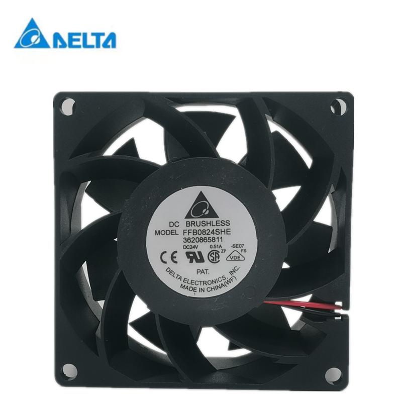 Delta FFB0824SHE 8038 ventilador de refrigeración, convertidor de frecuencia, accesorios para elevadores Toshiba, 24V, 0.75a