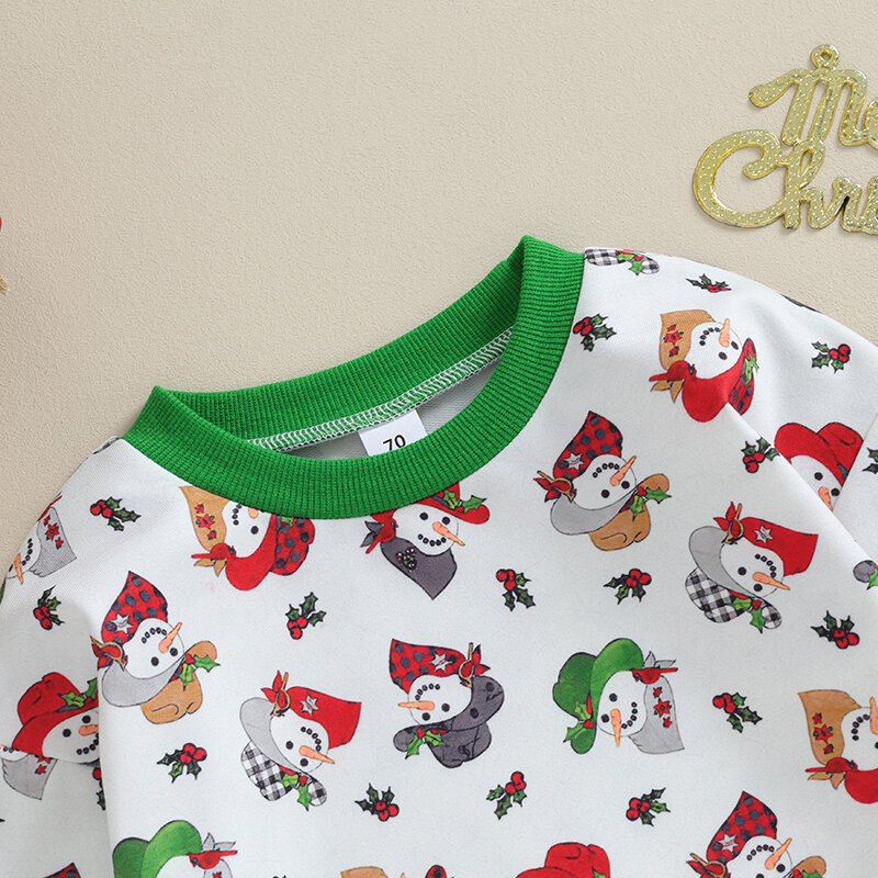 Baju Natal Anak laki-laki dan perempuan, kaus lengan panjang Sweatshirt Romper Natal pertama baju Natal