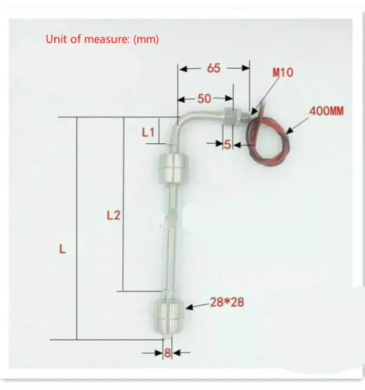Side Mounted L Shape Stainless Steel Small Floating Liquid Position Water Level Switch Side Position Floating Switch Position