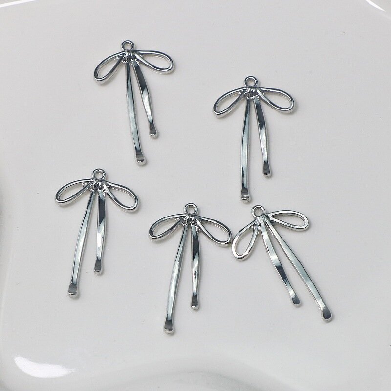 WZNB 10Pcs Geometry Bow Charms Butterfly Alloy Pendant for Diy Jewelry Making DIY Earrings Necklaces Bracelet Accessories