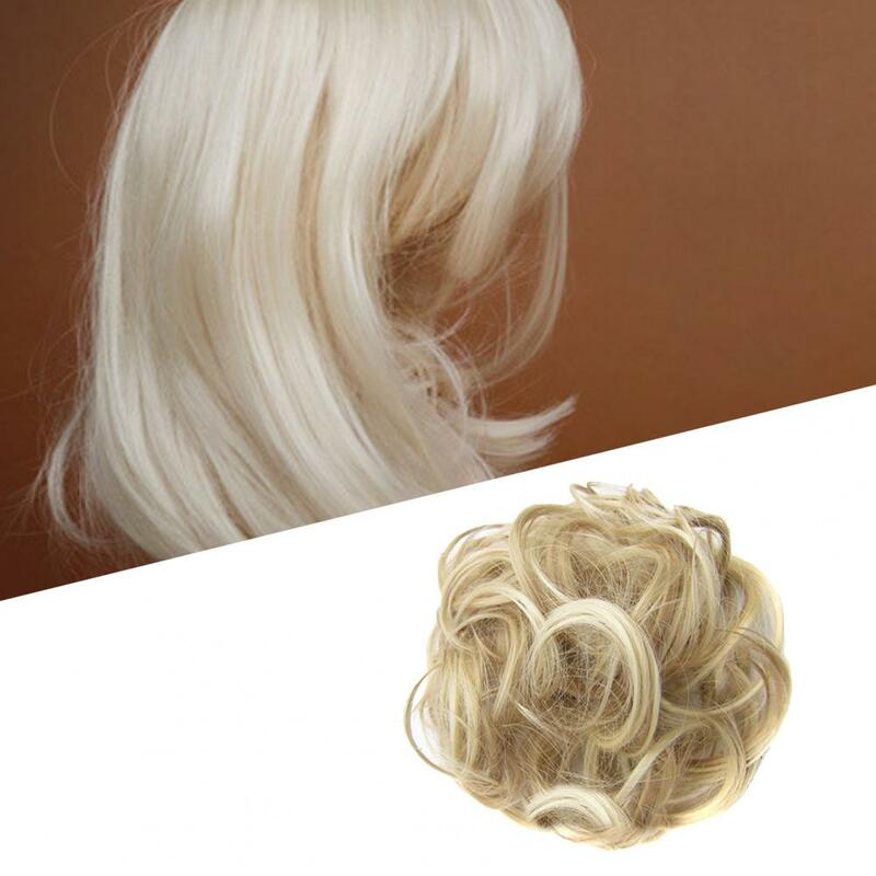 All-Match Curly Hair Bun Extensão para Mulheres, Namoro Chignon, Bagunçado Curly Hair Band, Elástico, Viagem, Compras, Diâmetro, 15cm