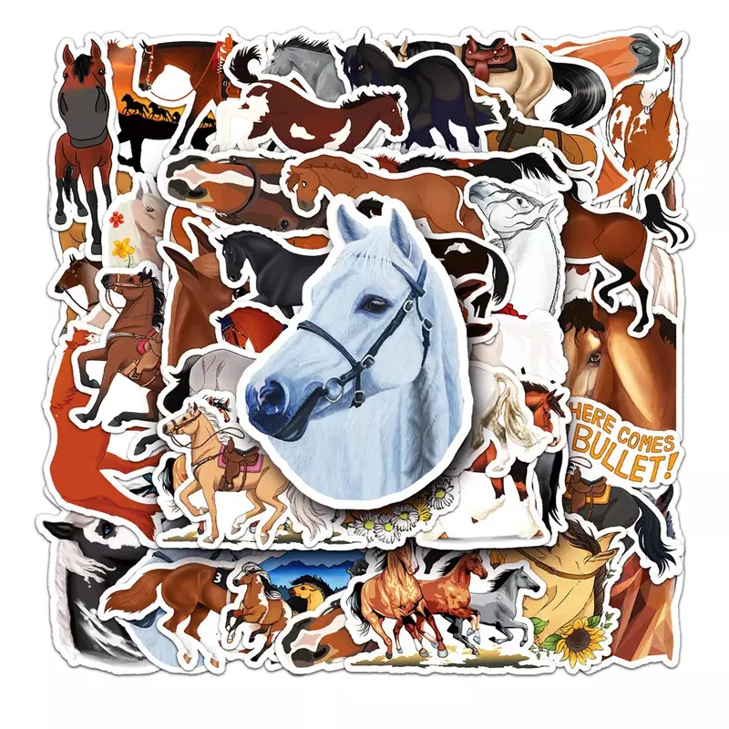 10/30/50PCS Cartoon Horse Racing Sticker giocattoli bagagli Laptop IPad regalo custodia per telefono fai da te moto adesivo impermeabile CupWholesale