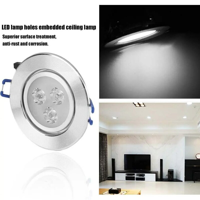 LED 천장 다운라이트 조명, 차가운 따뜻한 흰색 램프, 녹 방지 및 부식 방지, LED 다운라이트, 220V 스팟, 3W