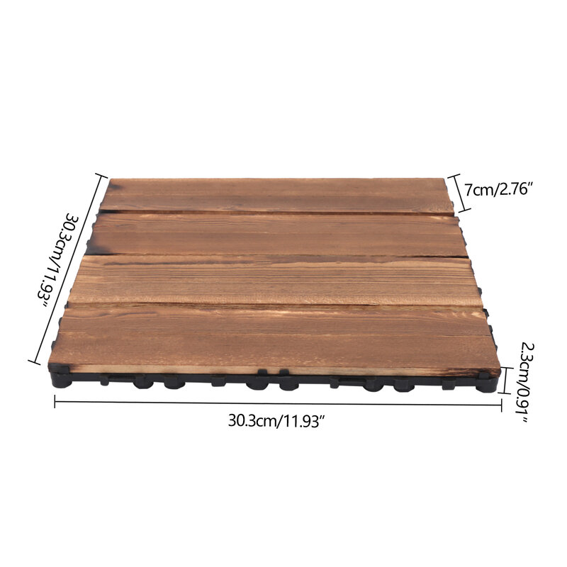 Baldosas entrelazadas de madera dura para terraza de Patio, azulejos de suelo entrelazados de madera, azulejos de Patio entrelazados de 12 "x 12", para exteriores, paquete de 36