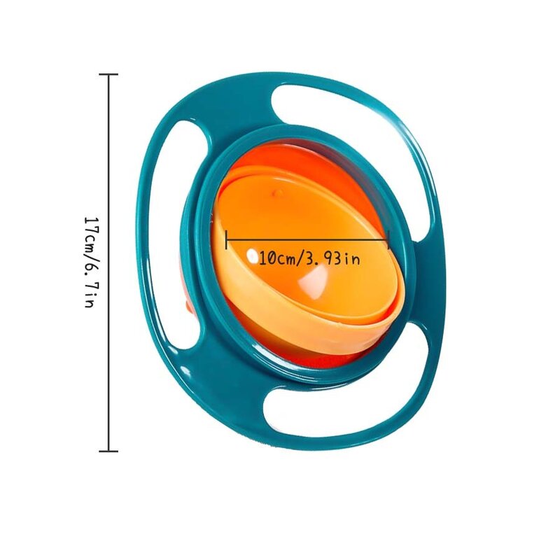 Piatto da pranzo per bambini con equilibrio a forma di disco volante a 360 °, ciotola giroscopica con equilibrio rotante, angoli arrotondati per tutto il corpo non fanno male alle mani