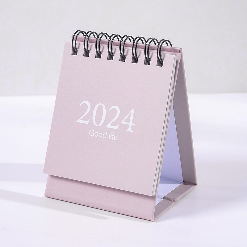 Journamm 2023.09 - 2024.12 warna Solid Mini kumparan kalender meja dengan titik stiker harian perencana jadwal kerja perlengkapan kreatif
