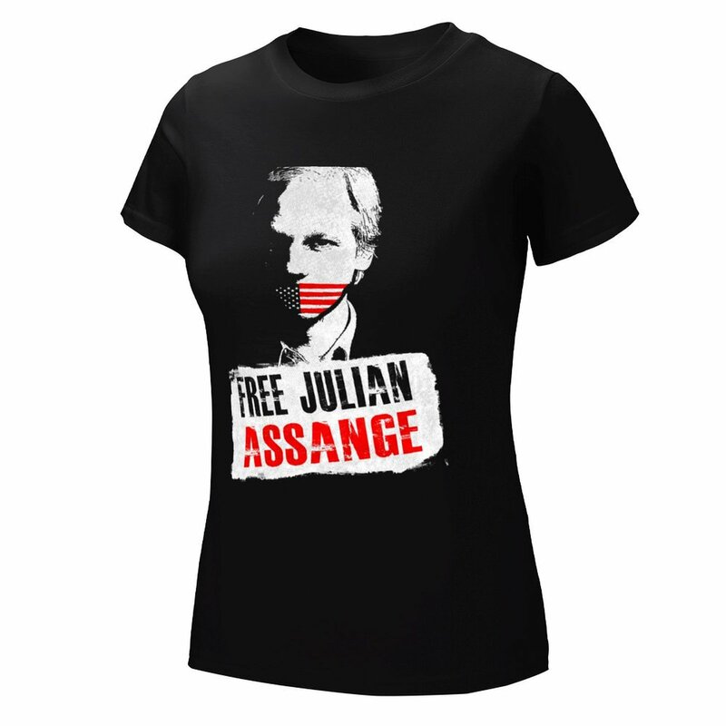 Darmowa koszulka Julian Assange Essent kobiety topy odzież damska czarne koszulki damskie t-shirt sukienka dla kobiet grafika