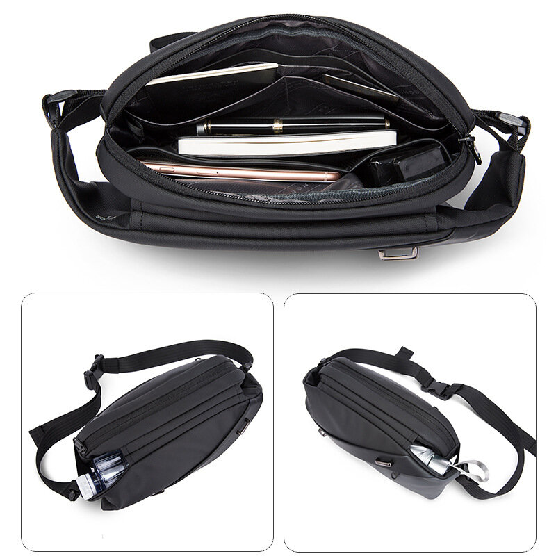 BANGE Big Capacity Waterproof Multifunction Crossbody Bag Men Shoulder Bag Male Sling Chest Bags For Waist Belt Matching