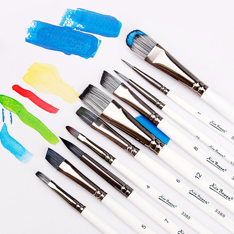 7/10Pcs Set di schizzi professionali in carbonio puro pennelli per pittura pittura disegno artista Nylon capelli Set di pennelli per aste in legno di faggio