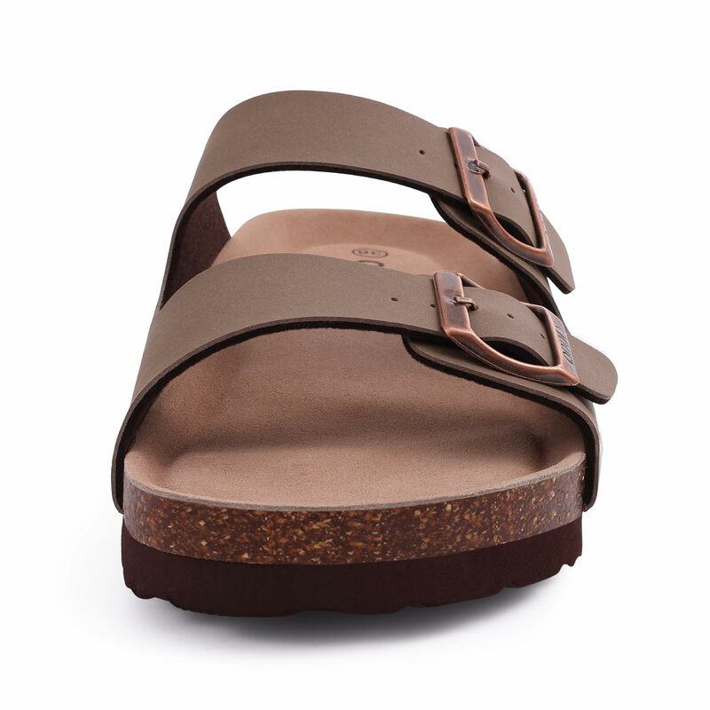 Comwarm Classic Cork Slippers For Women New Fashion Suede Flats Sandals Summer Couple Beach Slides Shoes With Adjustable Buckle