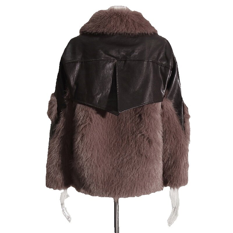 2024 inverno nuovo Design sensazione di pelle impiombata risvolto sciolto cappotto di pelliccia integrato per le donne