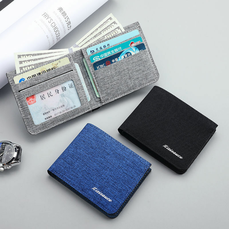 New Canvas Men Wallet Card Holder Men'S Purse Coin Pouch Id Card Holder Short Credit Card Holder Slim Wallet Money Clip