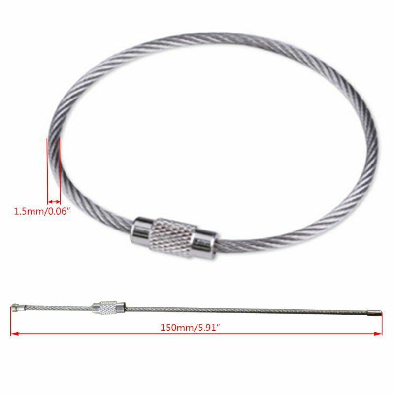 E74B Draht Schlüsselanhänger Kabel 5,91 Zoll Edelstahl für Schlüsselringschlaufe für Outdoor Hiki