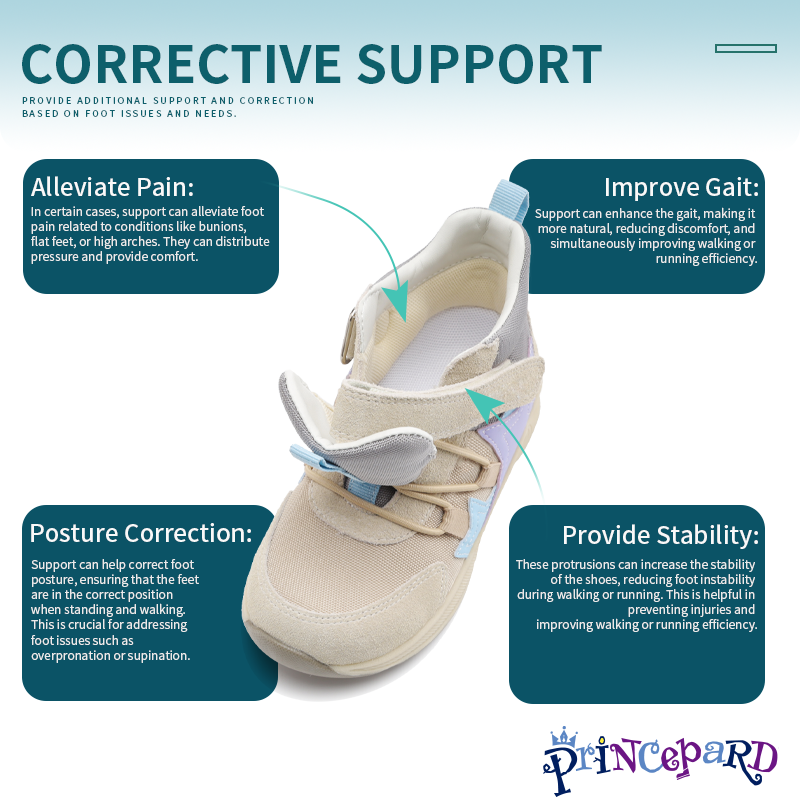 Princepard-Sapatos ortopédicos de alta qualidade para crianças, suporte de tornozelo, pés planos corretos, tênis de andar nas dicas, meninos e meninas
