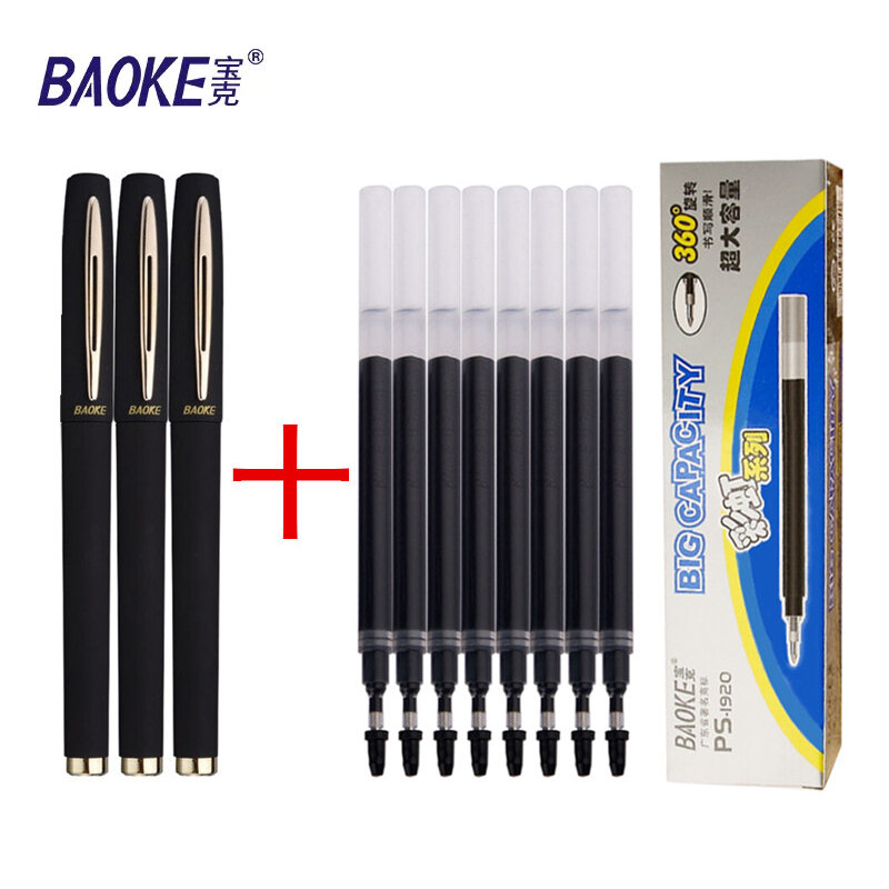 12Pcs Baoke Grote Capaciteit Inkt Gel Pennen & Waterbasis Refill 0.5/0.7/1.0Mm Business antibacteriële Pen Handtekening Kalligrafie Pen
