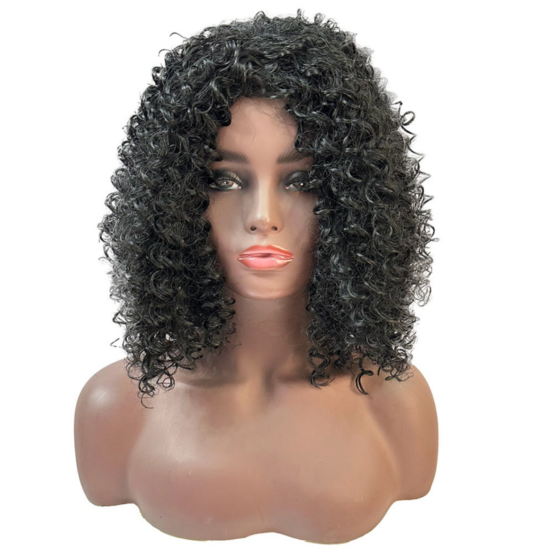 Африканский вьющийся парик 12 дюймов, Короткие вьющиеся волосы, латиноамериканские локоны, черный парик из химического волокна, модный парик