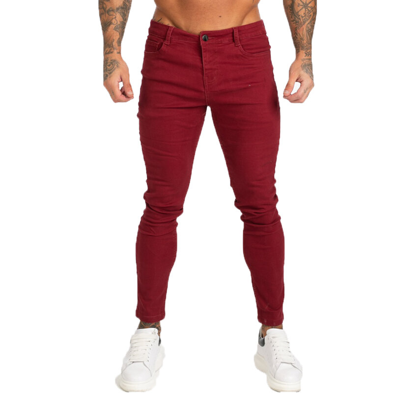 GINGTTO-jeans skinny para homens, calças jeans, estilo hip-hop, plus size, roupas masculinas, verão, slim fit, stretch, moda