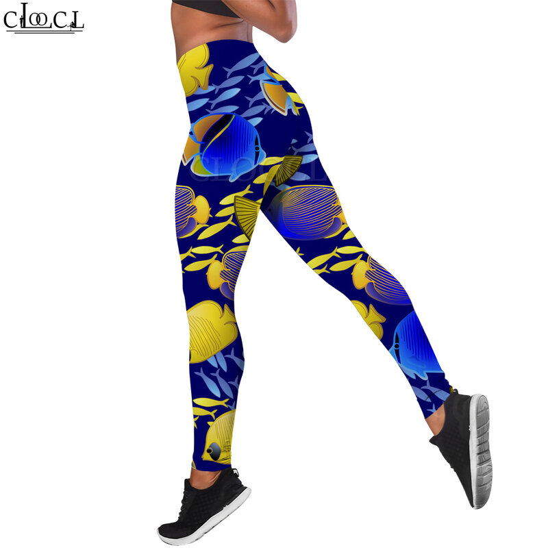 CLOOCL Pakaian Gym Legging Print Fashion Celana Fitness Pinggang Tinggi Celana Panjang Kasual Harajuku Legging Olahraga Wanita untuk Wanita