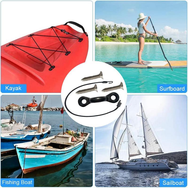 Kit de amarre para Kayak, accesorios para canoa, hebilla en forma de C, gancho, tornillos de cuerda, bolsa de lona, engranaje seguro
