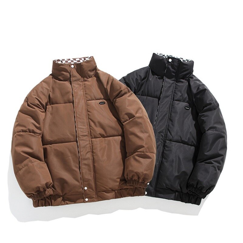 New Winter Down Cotton Jacket Women's and Men's Thick Warm Puffer Parkas Loose Fit Zipper Coat