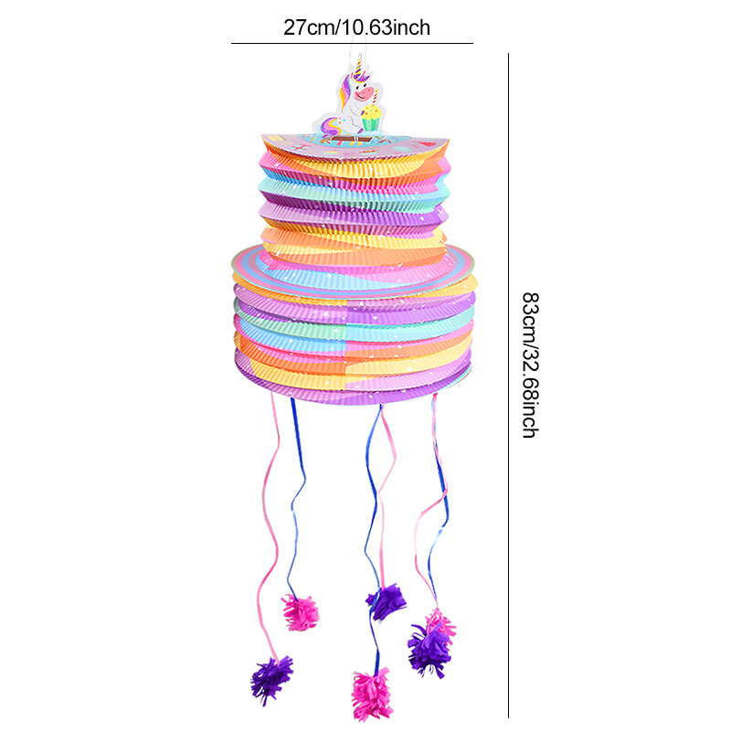 Hadiah mainan Pinata pesta Unicorn anak perempuan, kuda pelangi perlengkapan dekorasi pesta ulang tahun isi kejutan Confetti