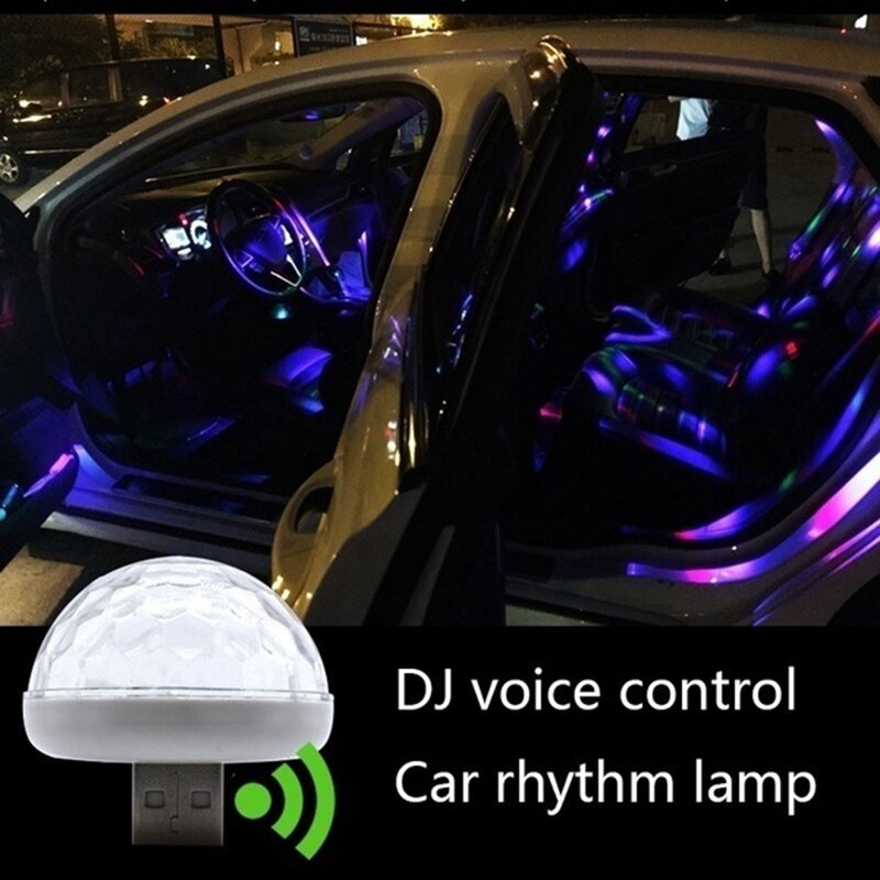 Lampu Neon mobil, cahaya DJ Sensor suara, lampu suasana, LED USB Multi Warna