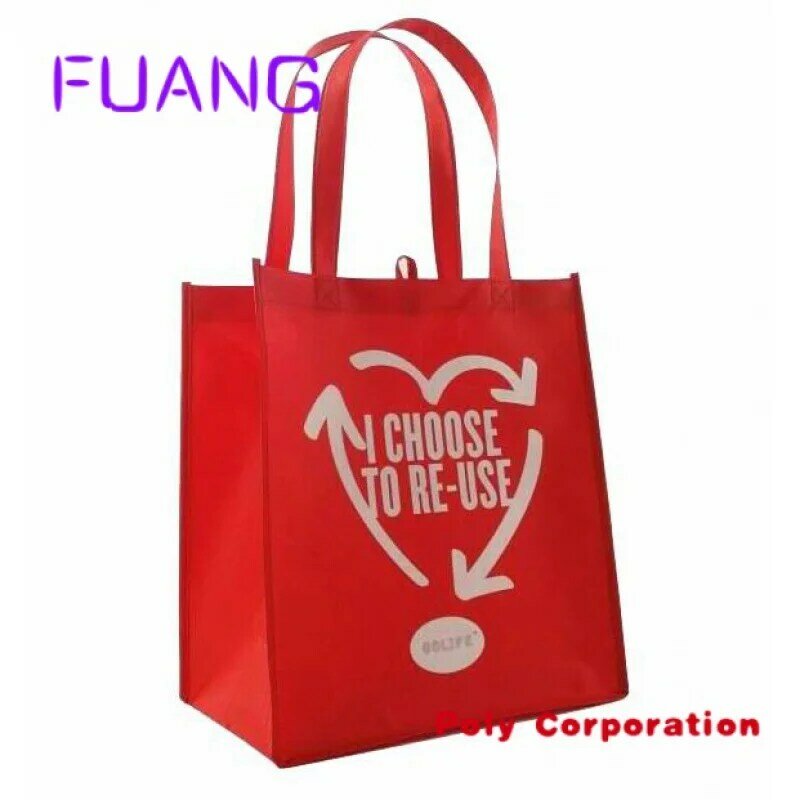 Niestandardowy wydruk Logo promocyjna nietkana torba na zakupy nadająca się do recyklingu torba na zakupy nietkana z niestandardowym Logo