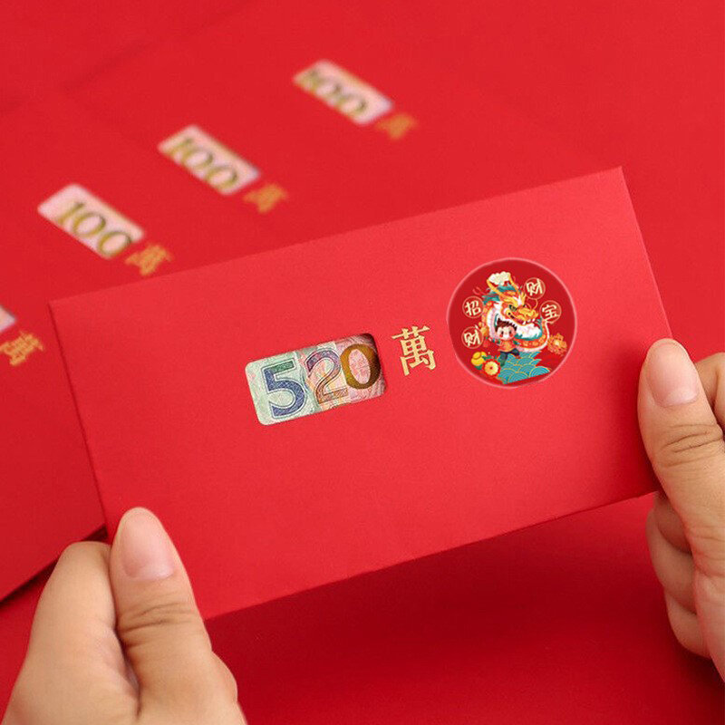 Rouleau d'autocollants Happy Fortune Seal, enveloppe de carte de bonbons, boîte scellée, 500 pièces, 2024