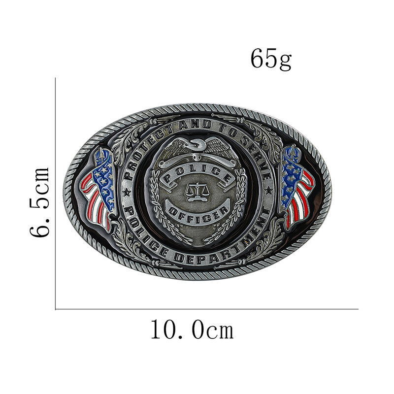 Aksesori jins longgar Retro gesper sabuk logam Aloi seng Oval geometri perisai petugas bendera polisi botak Amerika