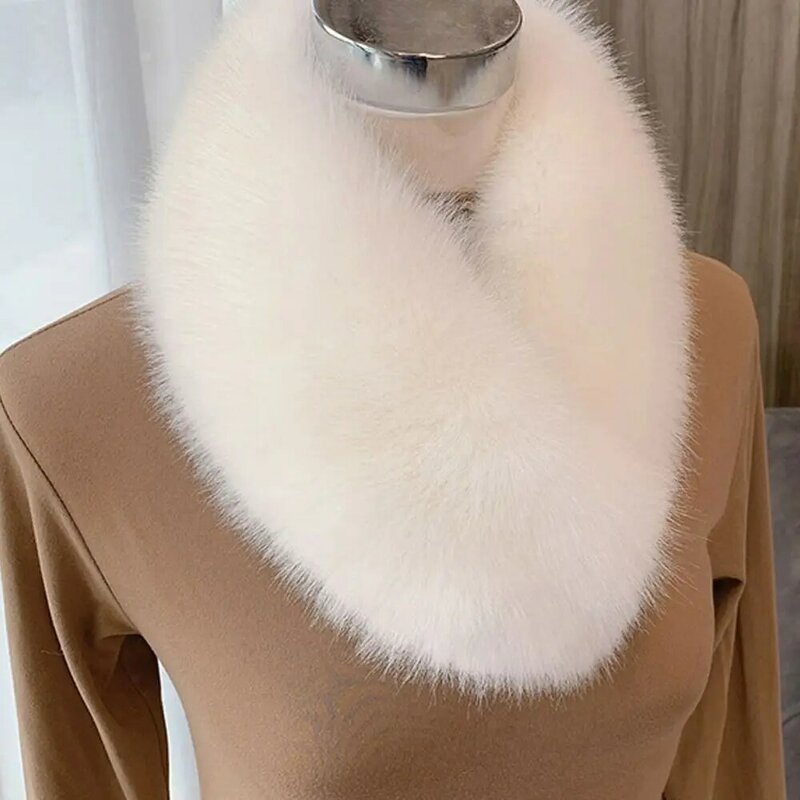 Bufanda de piel sintética para mujer, cuello de pelo cálido de invierno, chal grueso de Color sólido, babero de lana Artificial