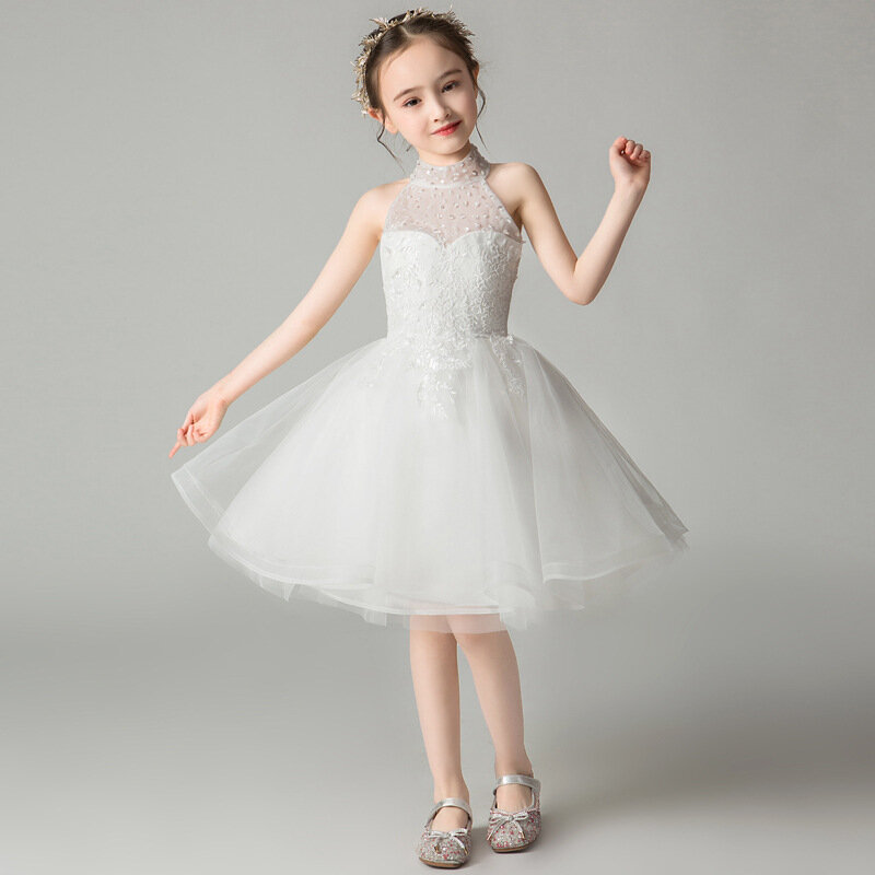 فستان سهرة أبيض للأطفال ، فستان أميرة ، صبي زهور ، عيد ميلاد ، عرض مشي ، موضة جديدة ، الربيع ، أداء