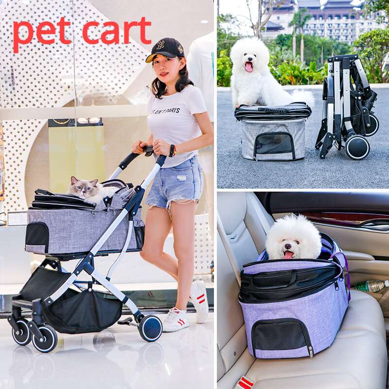 Passeggino per cani Split Car Pet Cart carrello a mano culla per animali di fascia alta collezione con un clic passeggino per cani piccolo carrello per gatti di medie dimensioni