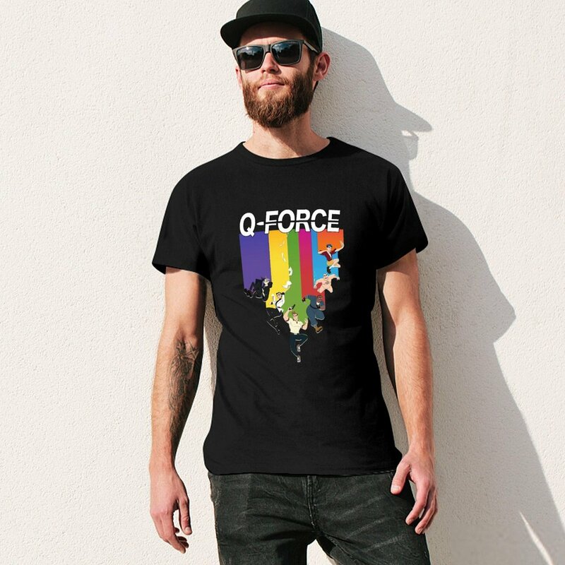 T-shirt essencial da série Q-Force masculina, roupas estéticas, camisetas gráficas personalizadas