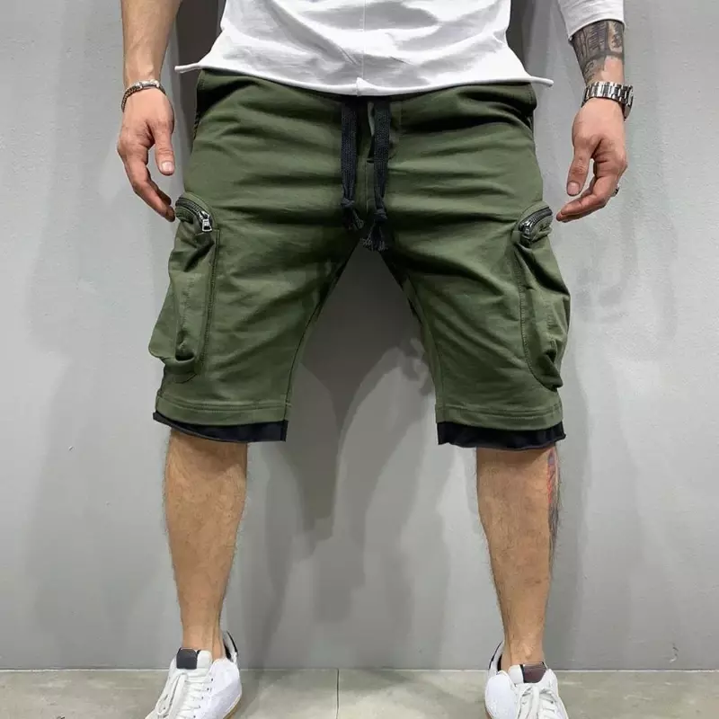 Męskie krótkie spodnie z bermudów długie męskie szorty bojówki walki z zamkiem błyskawicznym na kolanach duże i wysokie Harajuku luźne nowe w darmowej wysyłce