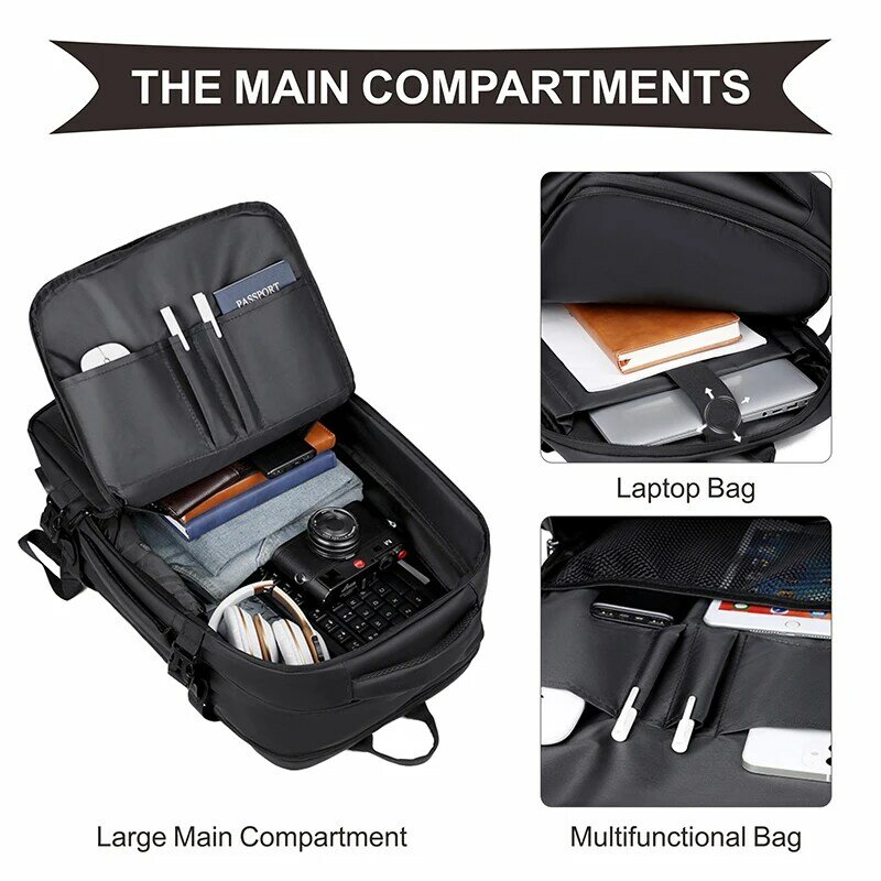 SWISS tas punggung Laptop militer pria, ransel Laptop militer 17 inci Multi saku dapat diperbesar tahan air USB tas perjalanan bisnis