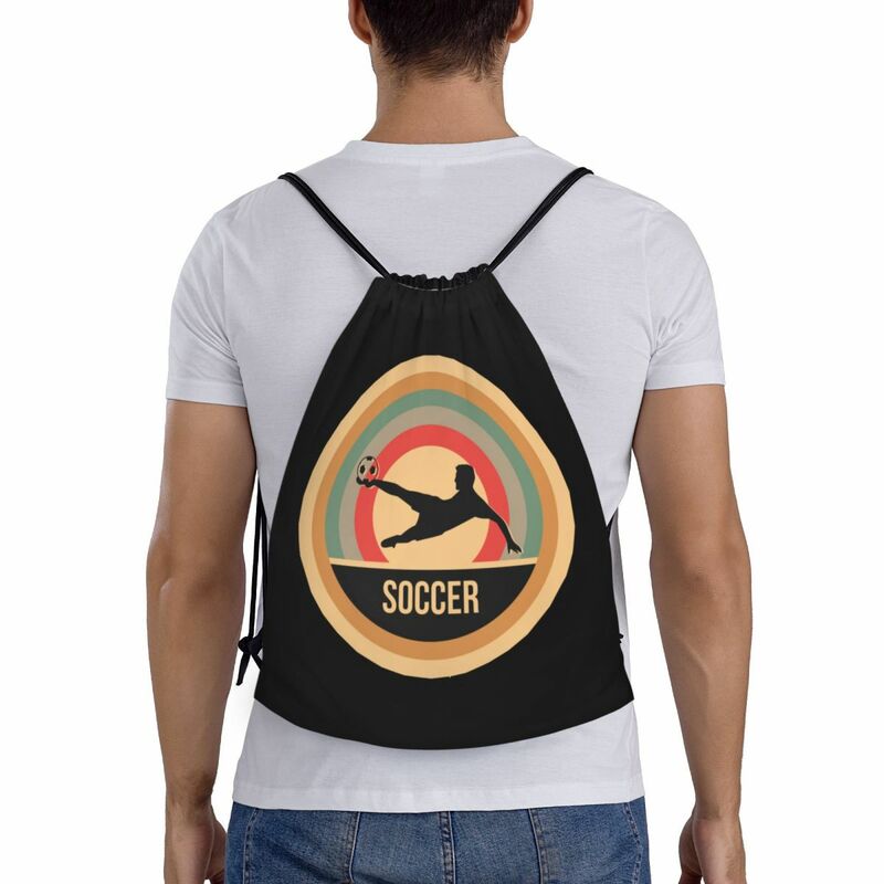 Vintage Fußball Geschenk für Fußballspieler Kordel zug Taschen Frauen Männer faltbare Sport Gym Sackpack Shopping Rucksäcke