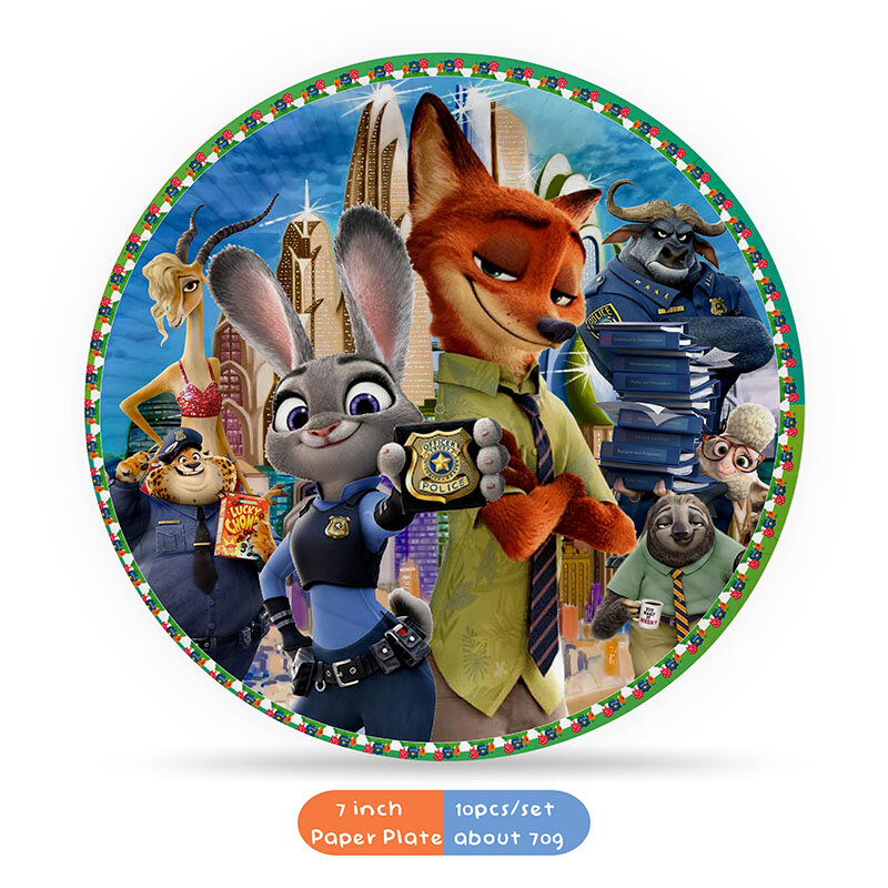 Zootopia Theme Party Decor Supply Disposable Tableware Plate Banner Forest Animal Fox Zootropolis Balloon Baby Shower Kid Birthd