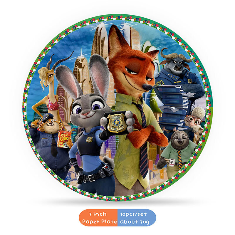 Zootopia tema dekorasi pesta pasokan peralatan makan sekali pakai piring spanduk hutan hewan rubah zootreflektif balon Baby Shower anak Birthd