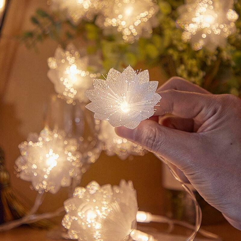 Lampu pesta dekoratif, lampu tali Led warna-warni bunga buatan dioperasikan dengan baterai untuk pesta Natal Hari Valentine