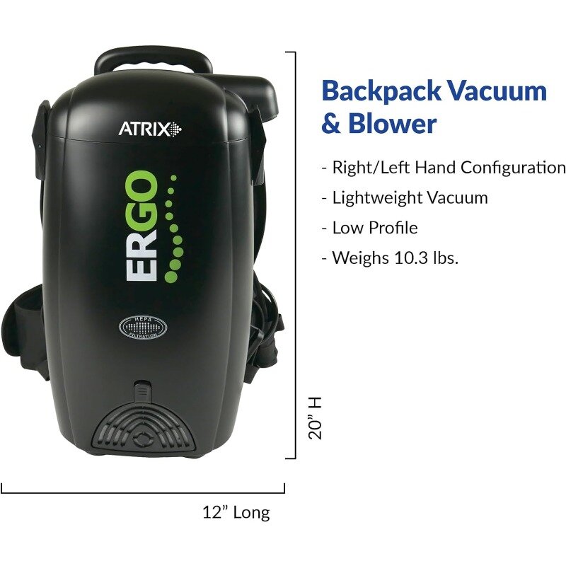 Atrix VACBP1 Ergo HEPA Backpack Vacuum, Standard Bundle, Black Vacuums›Canister