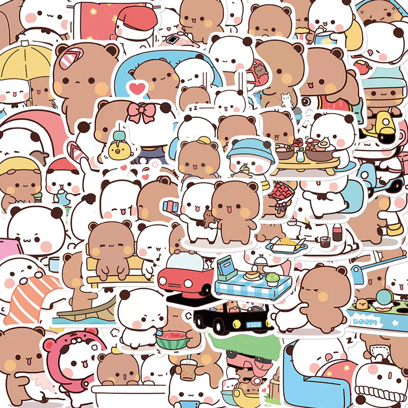 Pegatinas de PVC de Panda de dibujos animados para adultos, calcomanía de decoración de vinilo Kawaii, regalo creativo divertido para adolescentes, suministros de fiesta, 50 piezas