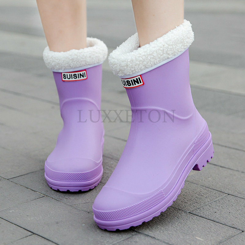 Women Rain Boots Waterproof Non-slip Mid-tube Boots Pvc Rubber Shoes Kitchen Overshoes for Reasons 2023Fashion Botas De Mujer