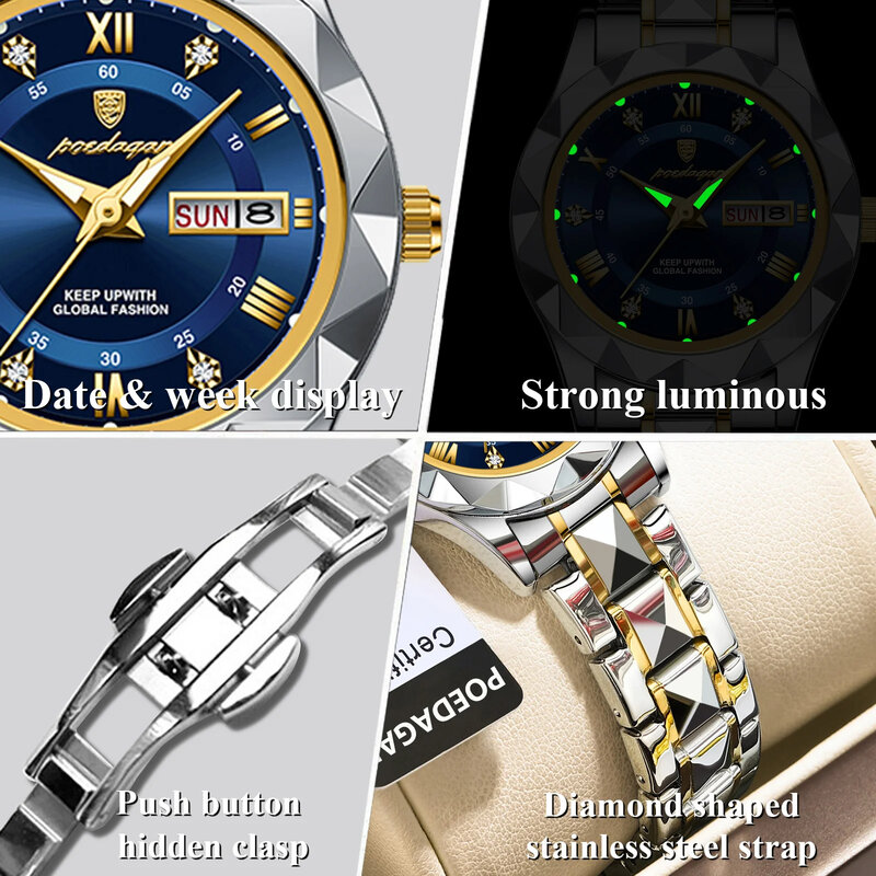 2024 Mode Gold Uhr Damen uhren Damen kreative Stahl Damen Armband Uhren weibliche wasserdichte Uhr Reloj Mujer Box
